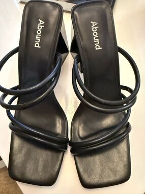 Abound Black Strappy Square-Toe Block Heel Sandals